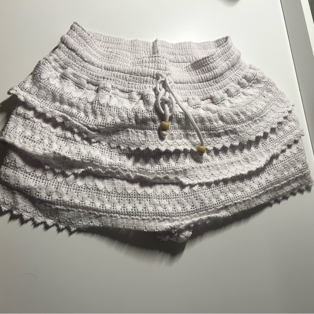 White Ruffled Knit Skirt